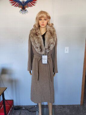 #778 Wool blend/fox fur coat